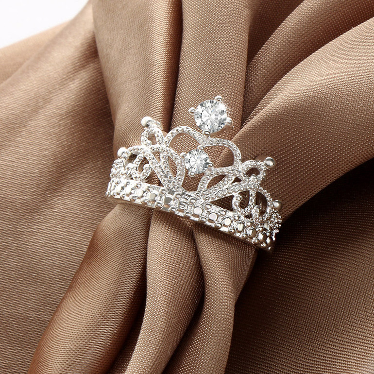 Cute Princess Crystal Silver Plated Ring