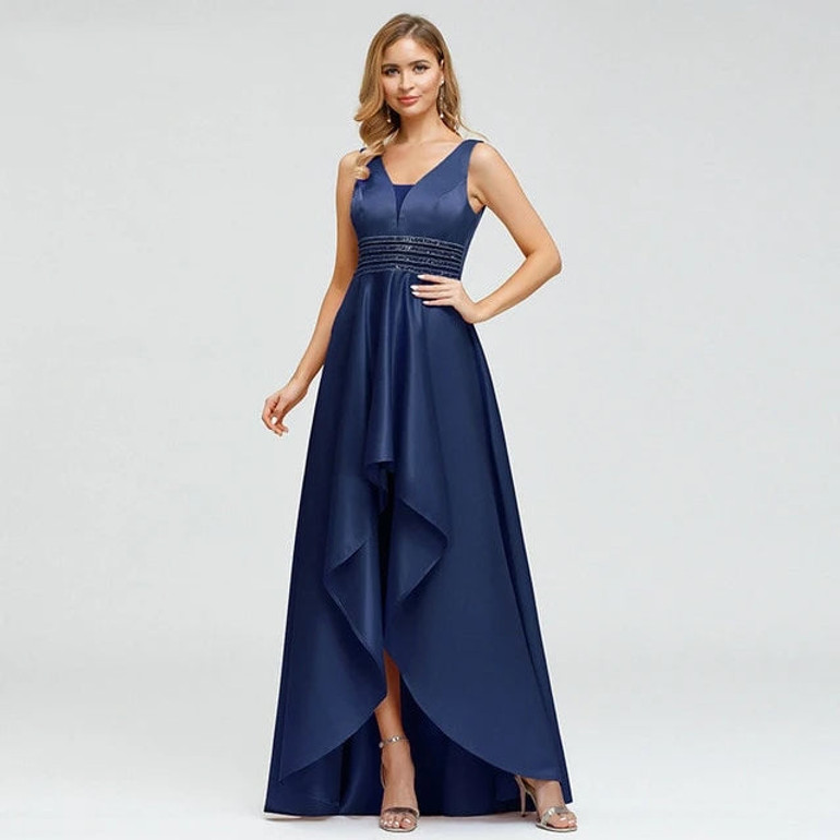 Dusty Pink Sequin Waist Asymmetrical Maxi Dress
