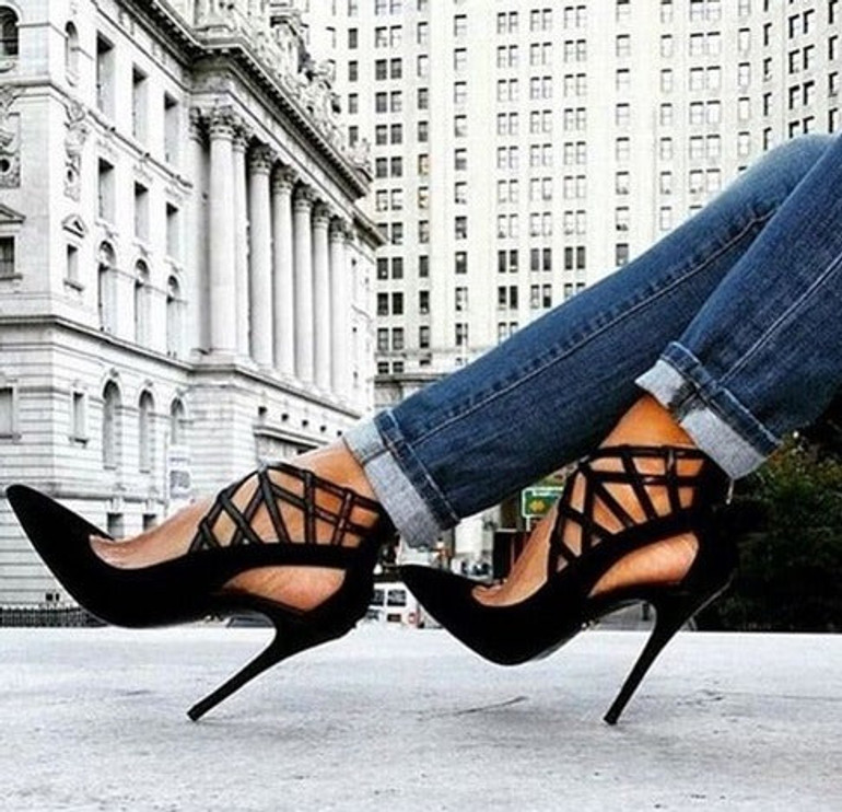 Black Suede Pointed Toe Stiletto