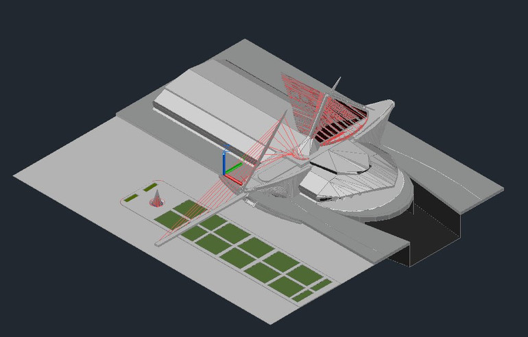 【Famous Architecture Project】Milwaukee art museum CAD 3D Drawing, by santiago calatrava-Architectural 3D CAD model