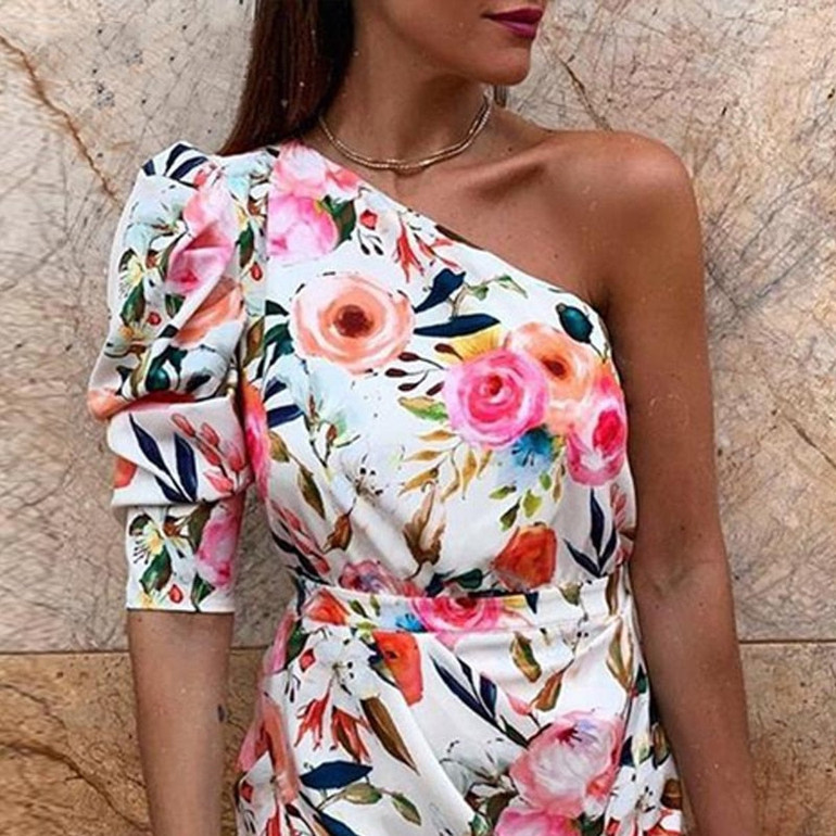 One Floral Party Shoulder Dress
