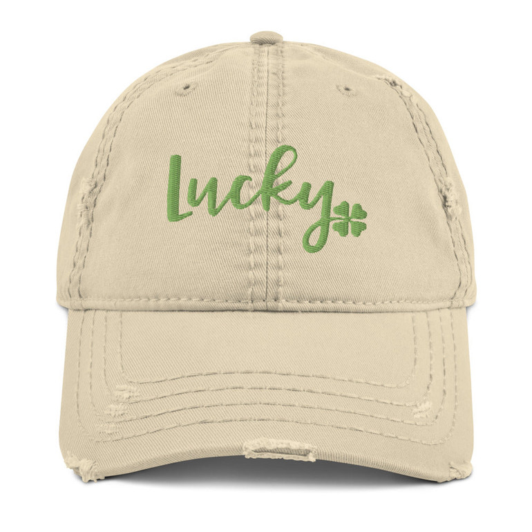 Lucky Distressed Dad Hat