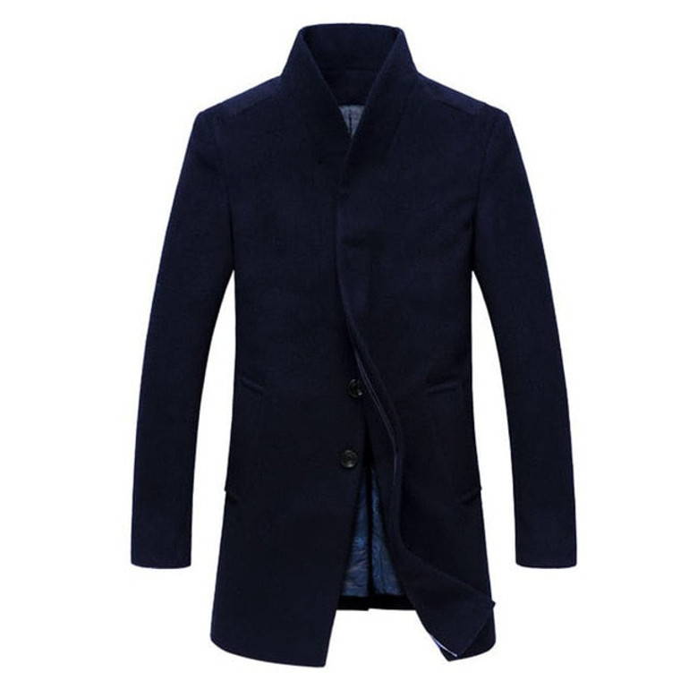 British Style Men Woolen Coats Trench Outerwear Winter Slim Fit Fashion Long Jacket Windbreaker Warm Overcoat Men Clothes 2018