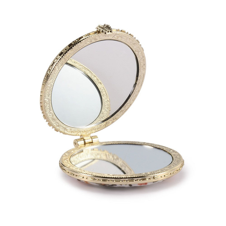 1pc Mini Retro Makeup Mirror Makeup Compact Pocket Flower Mirror