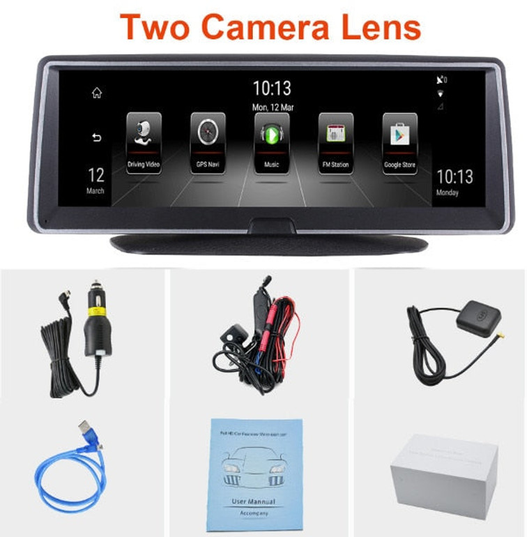E-ACE 8 Inch 4G Android Dual Lens Car DVR GPS Navigator ADAS Full HD 1080P Dash Camera Auto Video Registrar Navigation Recorder