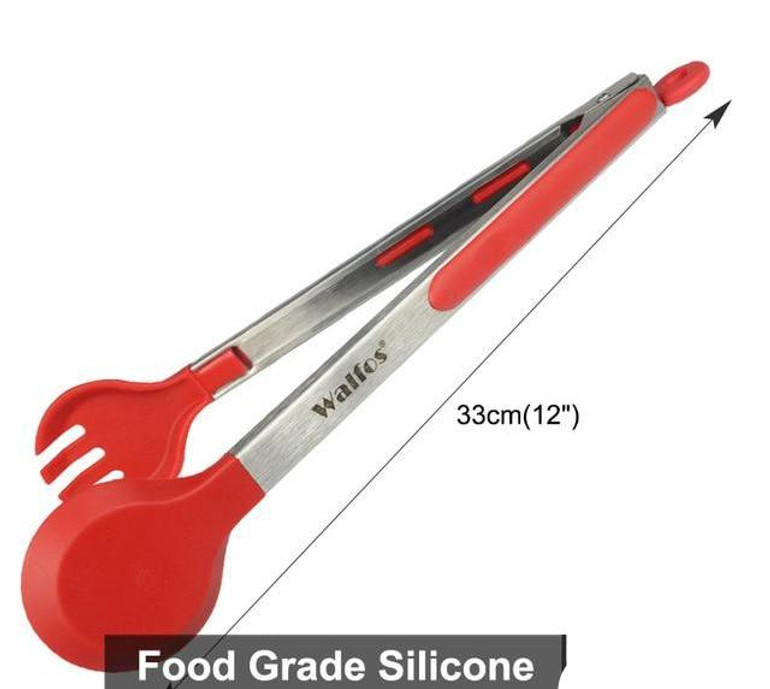 WALFOS Food Grade 100% Silicone food tong Kitchen Tongs utensil Cooking Tong clip Clamp accessories Salad Serving BBQ tools