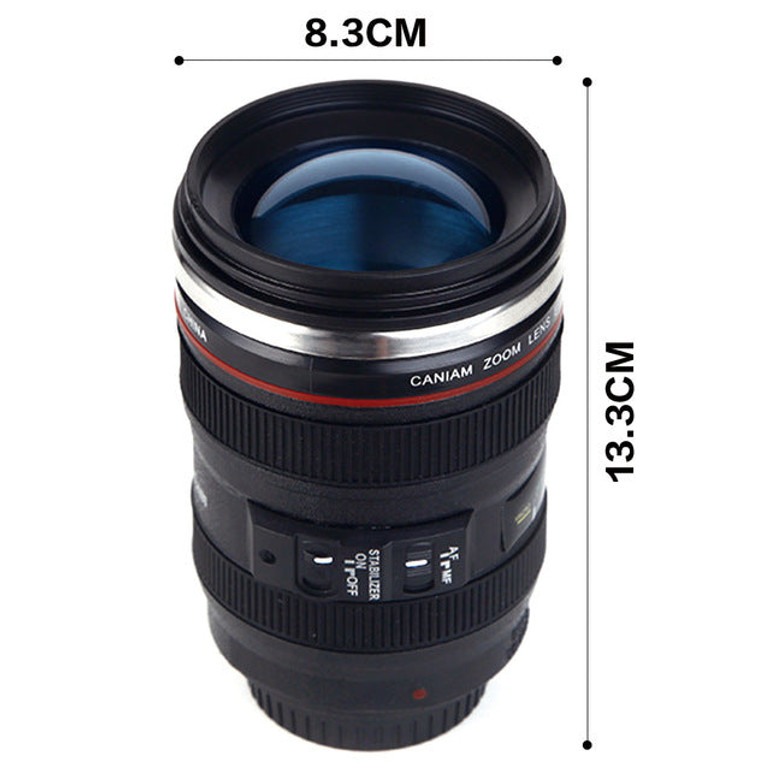 Creative Stainless Steel Camera Lens Shaped Mugs Coffee Mugs Tea Cup Travel Vacuum Flasks With Lid New Year Gifts Drinkware