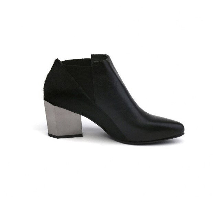 Women mixed color chelsea boots pointed toe ankle boots