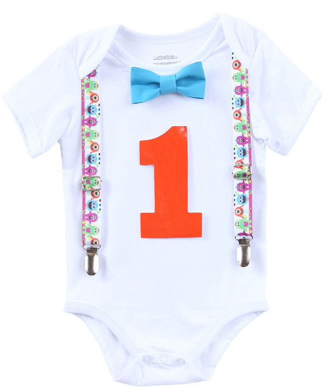 Little Monster Noah's Boytique Bodysuit Suspenders for Baby Boys