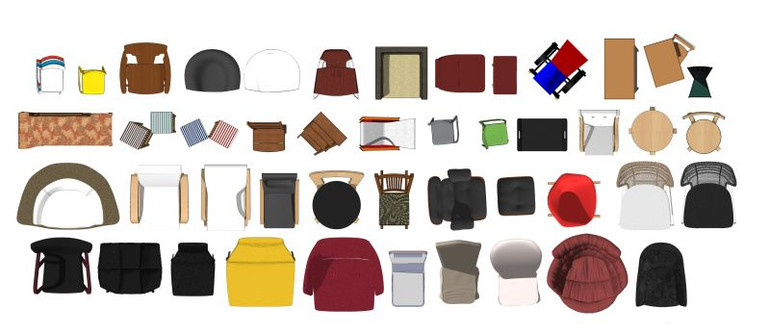 ★Photoshop PSD Blocks-Interior Design PSD Blocks -Stool PSD Blocks