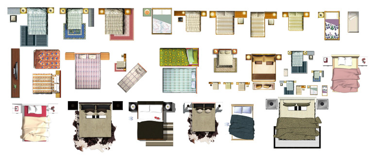 ★Photoshop PSD Blocks-Interior Design PSD Blocks-Bed PSD Blocks V3