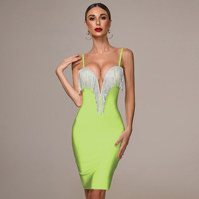 Autumn New Women's Fashion Sexy Bandage Dress Blue White Pink Black Spaghetti V-neck Tassel Party  Christmas Dress Autumn New Women's Fashion Sexy Bandage Dress Blue White Pink Black Spaghetti V-neck Tassel Party  Christmas Dress