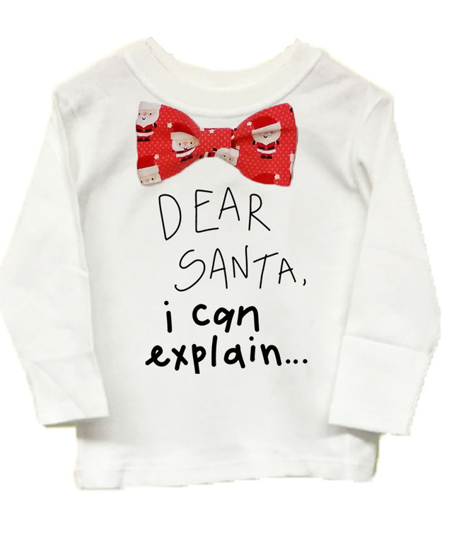 Toddler Boy Christmas Outfit Dear Santa I Can Explain Santa Bow