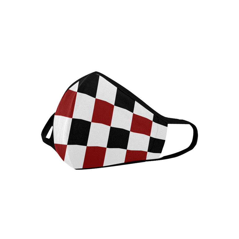 Black Red White Checker Mouth Mask