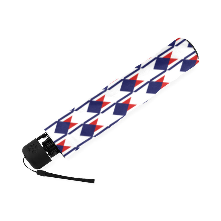 Red White Blue Houndstooth Foldable Umbrella