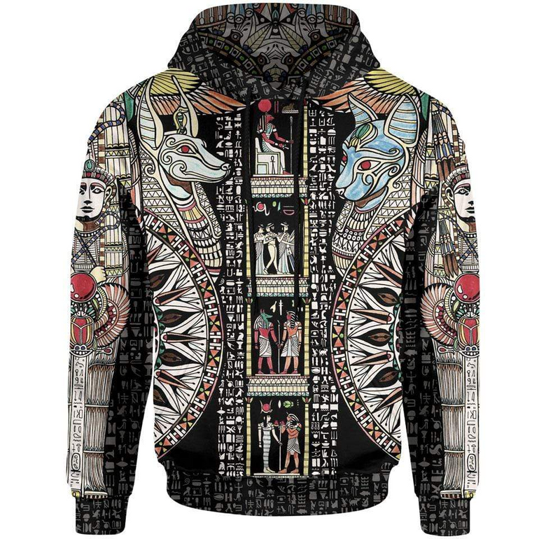 Egypt God Anubis & Bastet 3D Print Pullover Hoodie