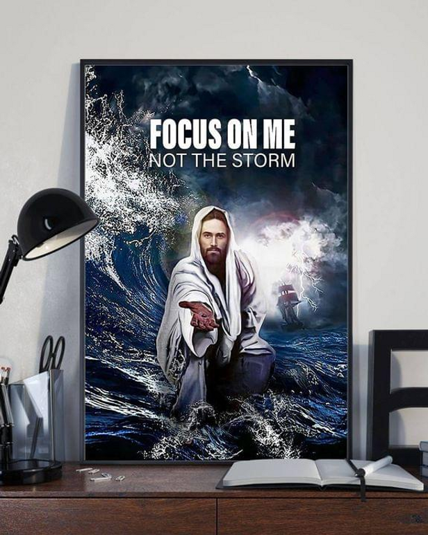 Focus On Me Not The Storm, Give Me Your Hand God Jesus On The Sea 3D Printed Poster