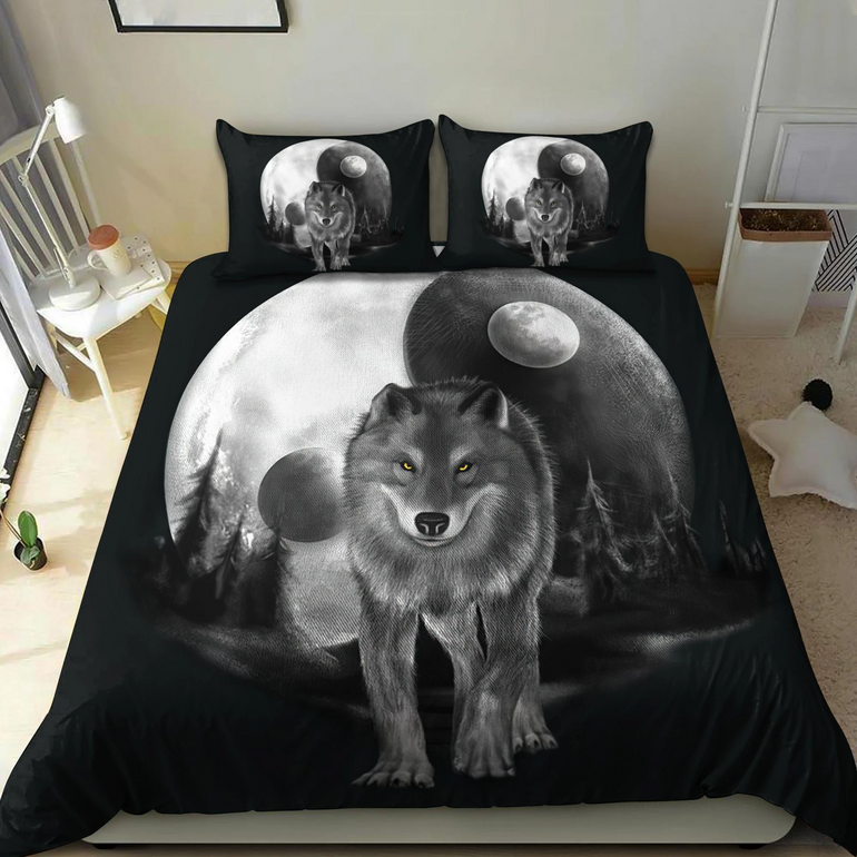 Lunisolar Moon Grey Wolf 3D Printed Bedding Set
