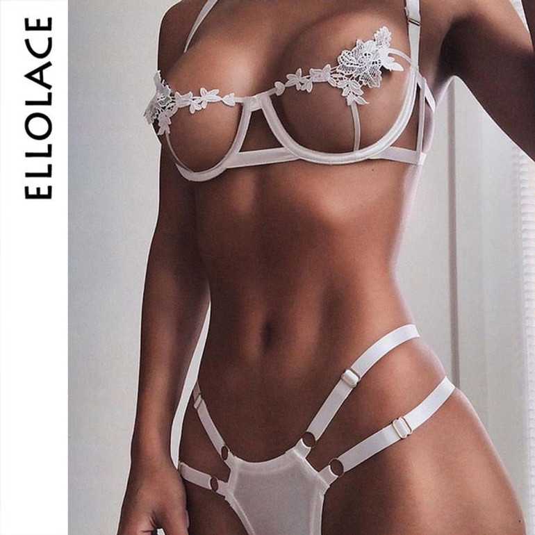 Ellolace Sexy Lingerie Women's Underwear Set See Through Brassiere Lingerie Set Sexy Lace Underwear Bra and Panty Set Wholesale