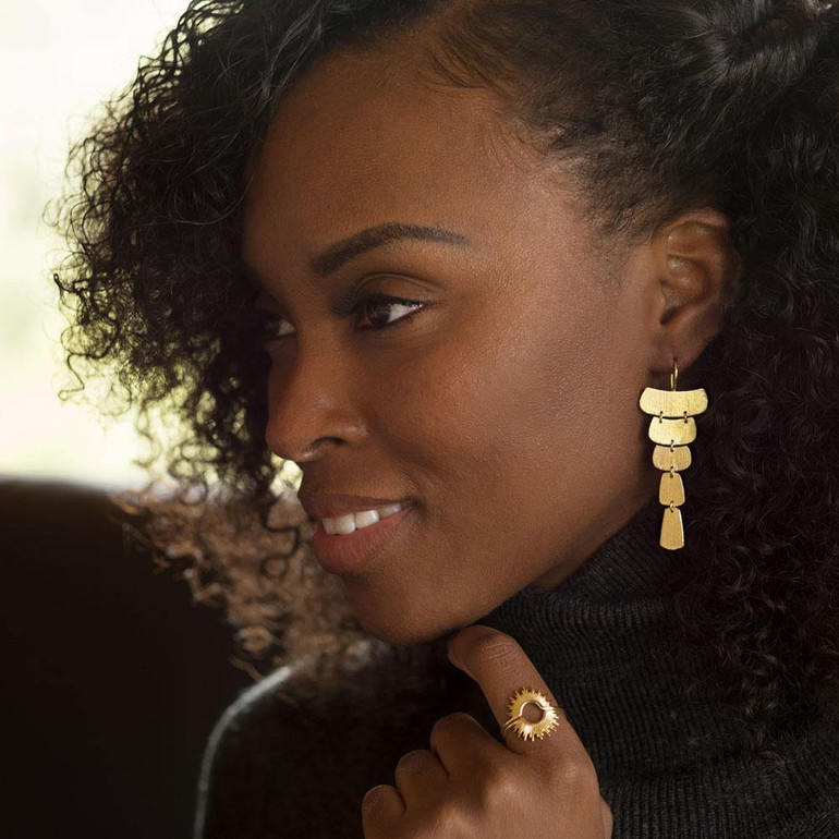 Sunburst Ring, 14k Gold Plated Sterling