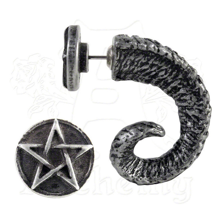 Magic Ram's Horn Faux Stretcher Earring, Alchemy Gothic
