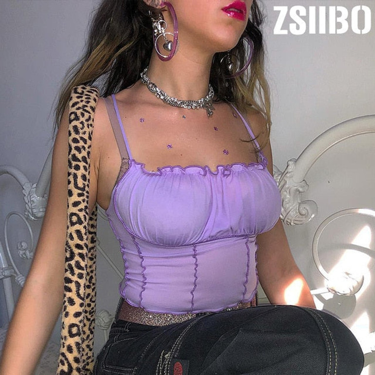 Sexy milkmaid Tops vest top elegant sleeveless Chiffon Boho Bohemian Tops