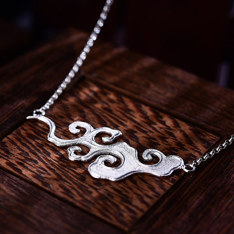 Sterling Silver Sunset Cloud Pendant Necklace