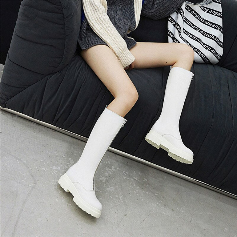 Metal Zipper Knee High Boots Metal Zipper Knee High Boots