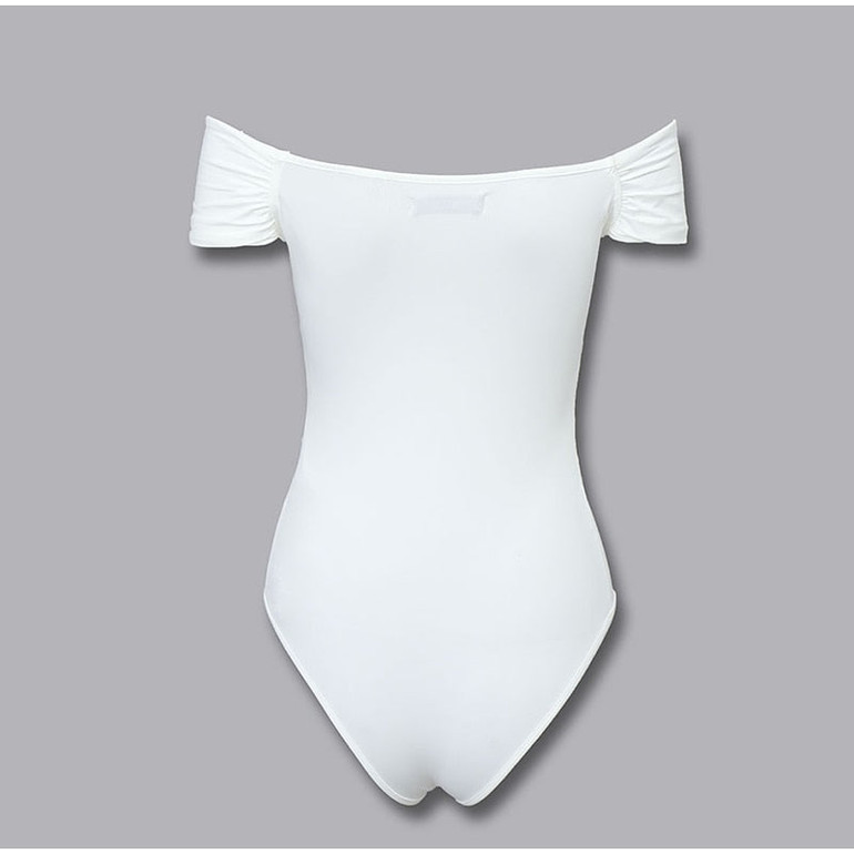 Sexy Tight White Short Sleeve V-Neck Cross Bodysuits