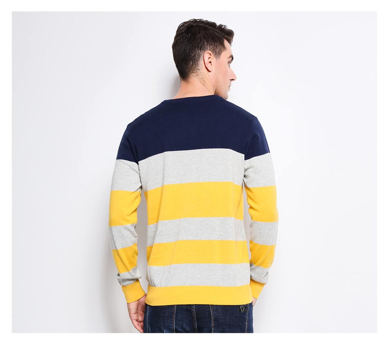 Trend Stripe Slim Fit Pullover Cotton Knitted Sweater Trend Stripe Slim Fit Pullover Cotton Knitted Sweater