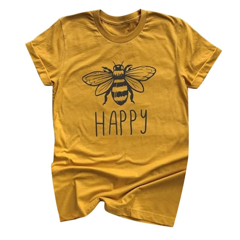 Cotton Round Neck Bee Print Short Sleeve Casual Multicolor T-shirts Cotton Round Neck Bee Print Short Sleeve Casual Multicolor T-shirts