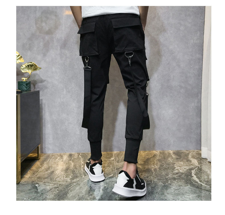 Black Light Punk Ribbons Casual Harem Pants
