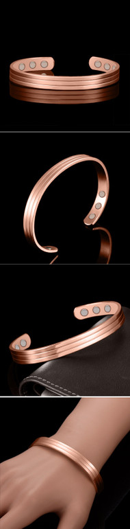 Rose Gold Color Magnetic Pure Copper Health Bangle Bracelet