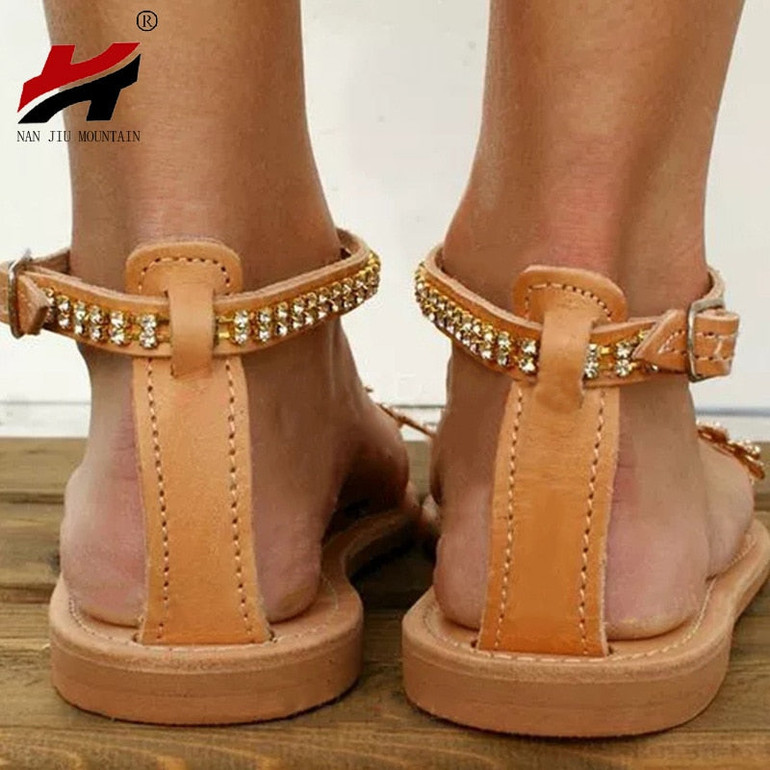 Rhinestone Open Toe Buckle Sandals
