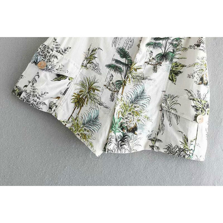 Tropical Style Print High Waist Casual Boho Bohemian Shorts