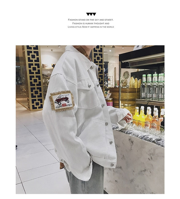 Baseball Patchwork Hip Hop Windbreaker Casual Denim Jackets