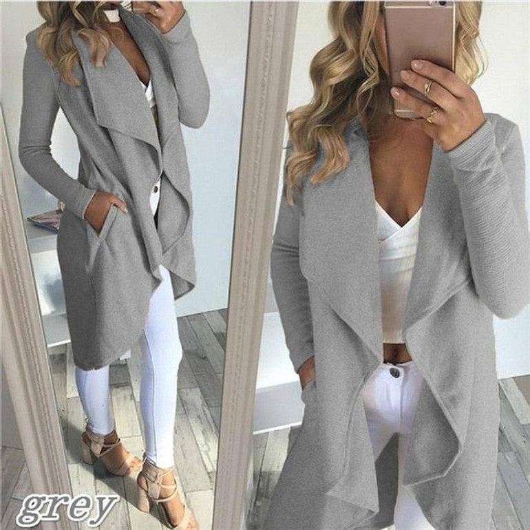 Cotton Blends Pockets Long Sleeve Lapel Collar Slim Casual coat