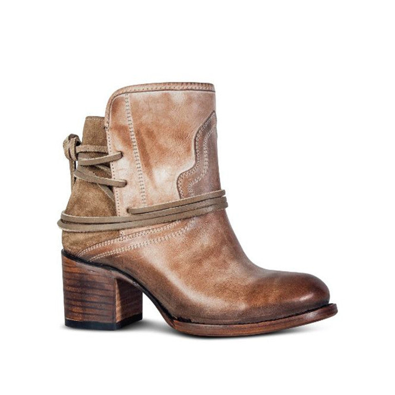 Women Booties Vintage Chunky Back Lace Up Boots