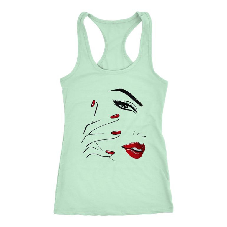 Red Nail Lips Tanks