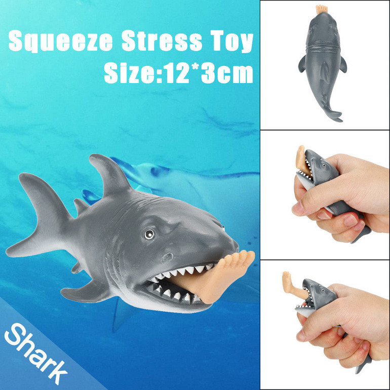 12cm Funny Toy Shark Squeeze Stress Ball Alternative Humorous Light Hearted New