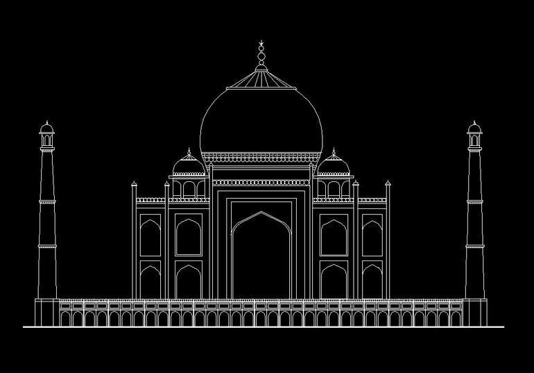 【World Famous Architecture CAD Drawings】Taj Mahal - UNESCO World Heritage
