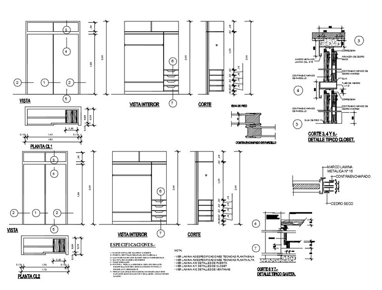 【Interior Design CAD Drawings】@Wardrobe detail and section dwg files V.3