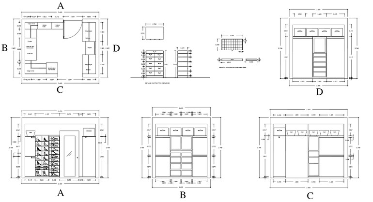 【Interior Design CAD Drawings】@Wardrobe detail and section dwg files V.2
