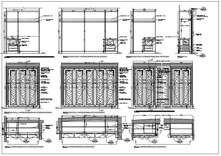 【Interior Design CAD Drawings】@Wardrobe detail and section dwg files
