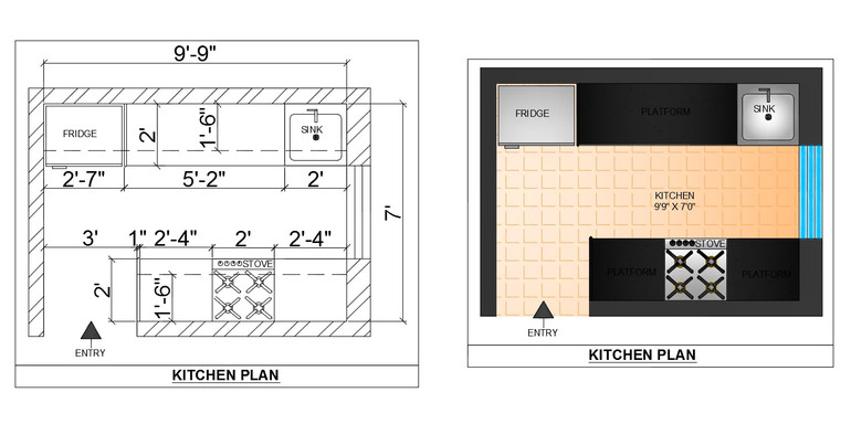 【Interior Design CAD Drawings】@Kitchen design and CAD Details