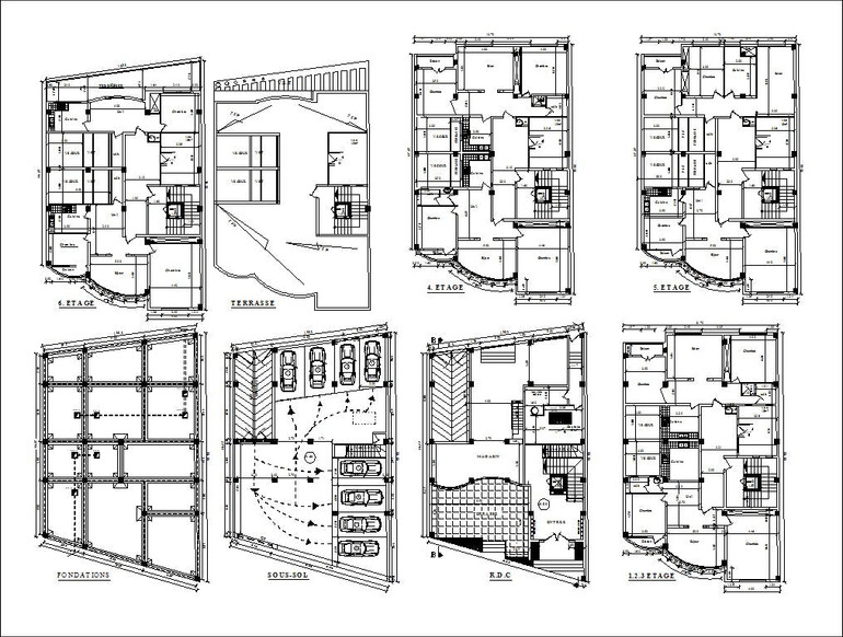 【Architecture CAD Projects】Apartment with Commercial building