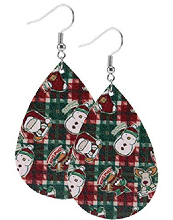 Plaid With Characters Teardrop Earring