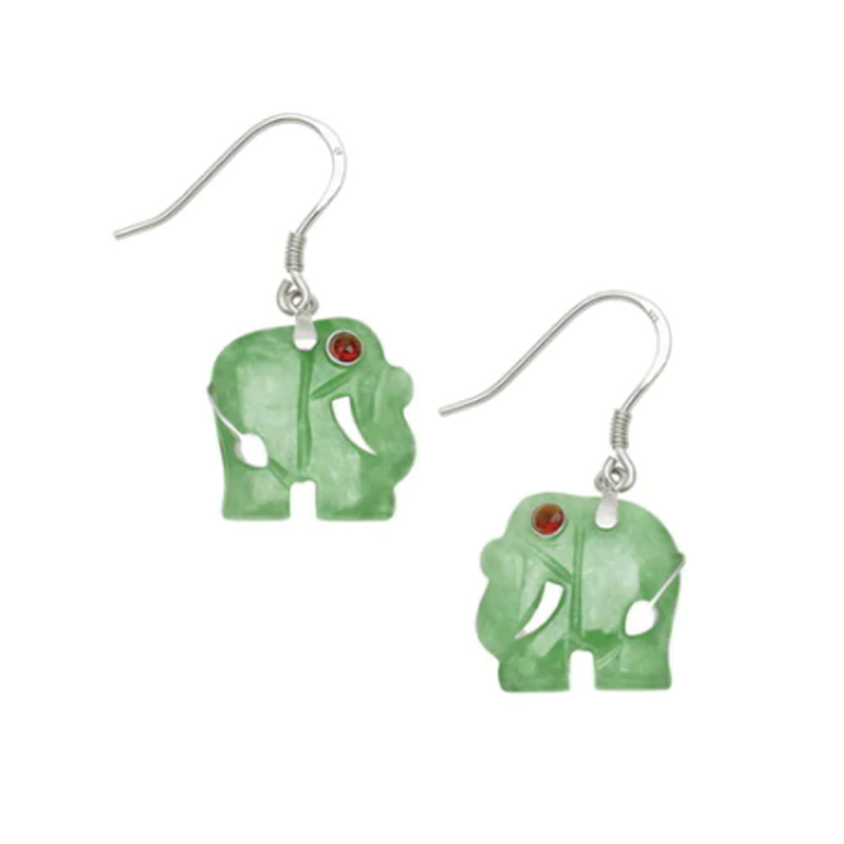 Jade Elephant Sterling Silver Earrings Jade Elephant Sterling Silver Earrings