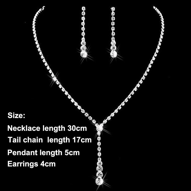 Women Jewelry Set conjunto feminino Necklace + Earrings Women Fashion Wedding Bridal Rhinestone Crystal Necklace Jewelry #125