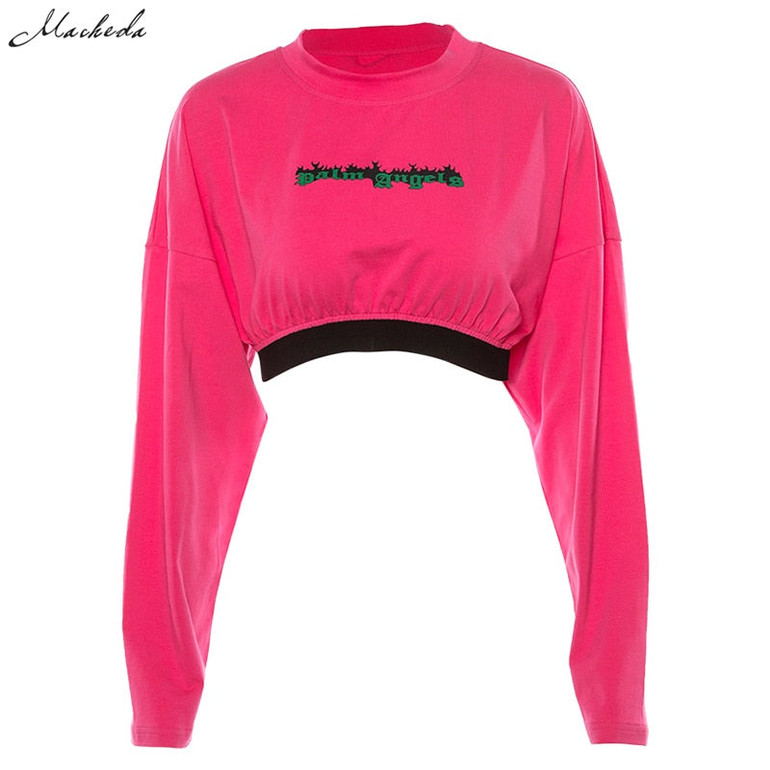 O-Neck Long Sleeve Loose Knit Cropped Sweatshirt